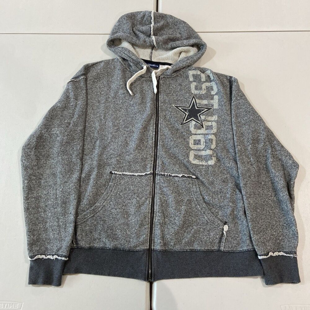 Dallas Cowboys Jacket Men's XL Gray NFL Football Fleece Hoodie Full Zip Up